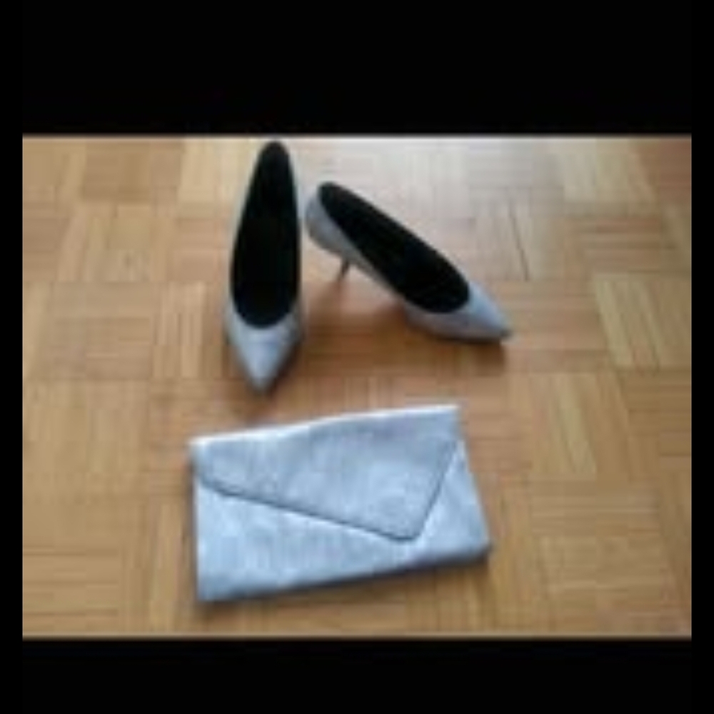 Chic Silver Women's Heels with Matching Clutch